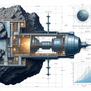 A Large Rock Is Sitting In The Middle Of A Large Building, Which Appears To Be A Space Station