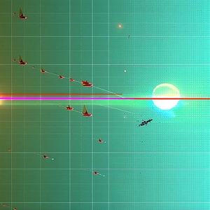 In The Image, There Is A Group Of Small Red Spaceships Flying Through The Air