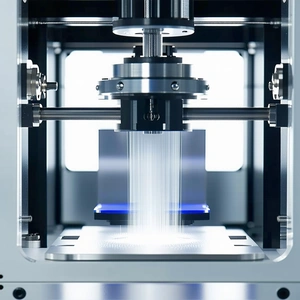 A Machine Is Shown In The Image, With A Blue Substance Being Poured Into It
