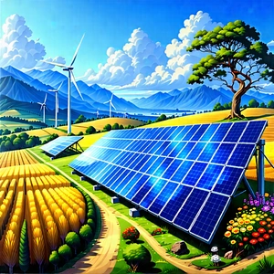 Innovative Renewable Energy (design:1.46) With Painting Farm
