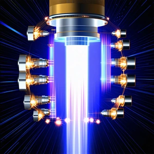 A Blue Light Is Emanating From A Device, Which Appears To Be A Light Bulb Or A Light Fixture