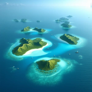 Nature Unreal Engine: Aerial View Of Coastal Islands With Beautiful Blue