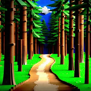 Nature 3D Render: Path through pine forest