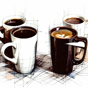 Lifestyle Pastel Drawing: Coffee With Friends With Like-minded Individuals With Image, There