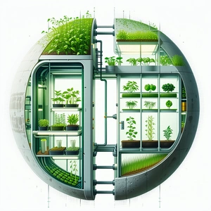 In The Image, There Is A Large, Round, And Green Structure That Houses A Variety Of Plants