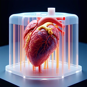 A Heart Is Displayed In A Glass Case, Showcasing Its Intricate Structure
