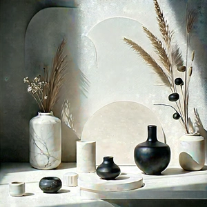Abstract Digital Painting: Minimalist Collection With Subtle Texture With White Table