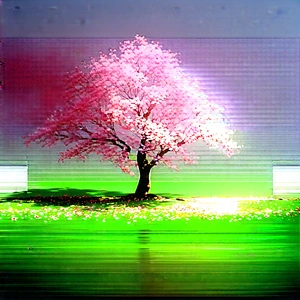 Nature Digital Art: Cherry Blossoms In Sunlit Clearing With Beautiful Pink
