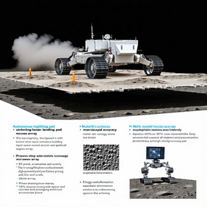 The Image Is A Poster That Showcases A Robotic Vehicle, Likely A Rover, On A Planetary Surface