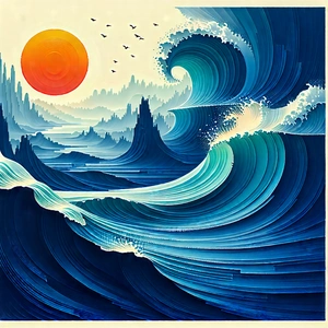Abstract Linocut Print: Fluid dynamics captured in abstract form