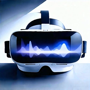 Vr Headset With Data Visualization With Close-up Virtual
