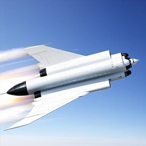 A Large Jet Is Flying Through The Sky, Leaving A Trail Of Smoke Behind It