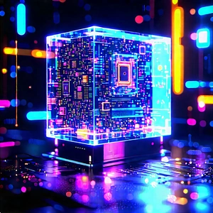 Quantum Computer With Holographic Projection With Large, Brightly