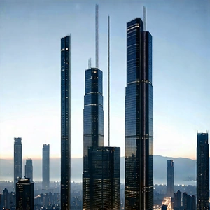 Urban Unreal Engine: Skyscraper With (minimalist:1.41) Design With City Skyline