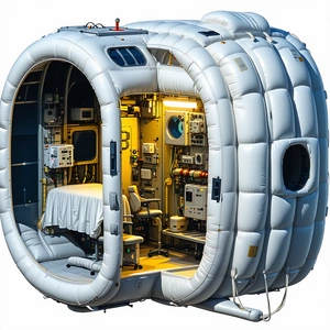 A Large White Spacecraft With A Bedroom Inside
