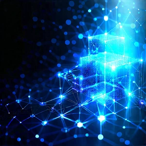 Blockchain Network Visualization With Blue Displayed