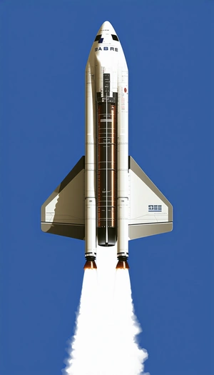 A Space Shuttle With Its Booster Rockets Attached, Flying Through The Sky