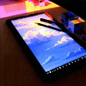 Tablet With Glowing Screen With Tablet Computer