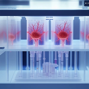 A Laboratory Setting With A Variety Of Glass Containers And Tubes