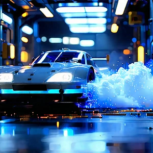 Automotive Technology In Modern Laboratory With White Sports