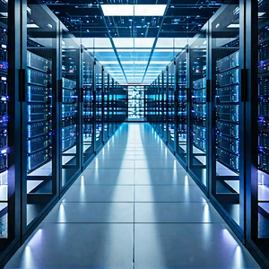 Tech Drone Photography: Server rack with laser scanning