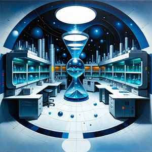 Tech Acrylic Painting: Futuristic Research Laboratory With Image, There