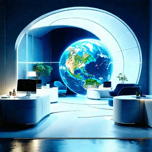 Futuristic tech startup office