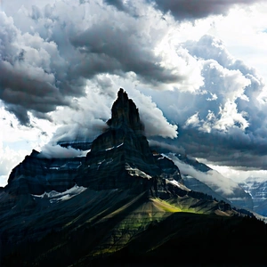 Nature Commercial Photography: Storm Clouds Over Mountain Peak With Majestic Mountain