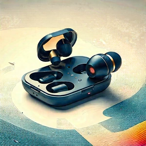 Wireless Earbuds With Data Visualization With Black Gold
