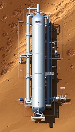 A Large White Pipe, Which Is Part Of A Gas Processing Plant, Located On A Distant Planet