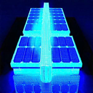 Solar panel with blue light (glow:1.41)