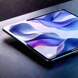 Tablet With Digital Artwork With Black Table