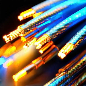 Close-up Of Fiber Optic Cables With Close-up Bundle