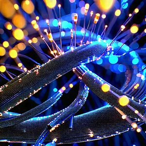 Close-up Of Fiber Optic Cables With Image, There
