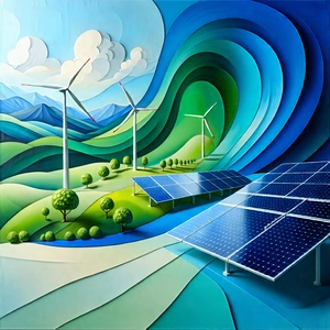 Tech Acrylic Painting: Innovative Renewable Energy Design With Painting Green