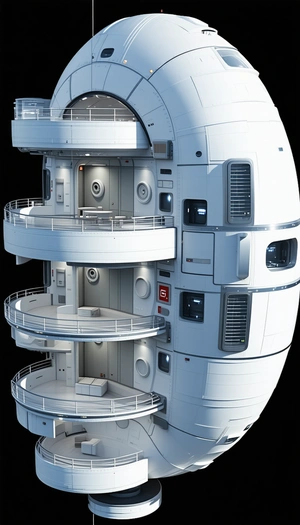 A Large White Building With A Spiral Staircase Is Shown In A 3d Rendering