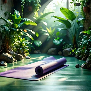 Lifestyle Long Exposure Photography: Wellness Scene With Yoga Mat And Plants With Image, There