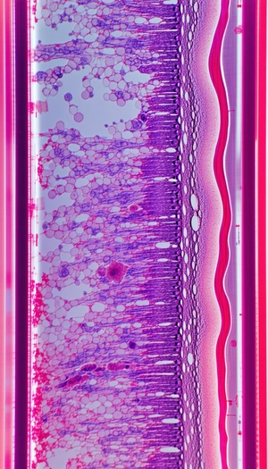 The Image Displays A Purple And Red Cell Under A Microscope