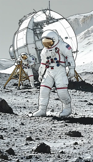 In The Image, There Are Two Astronauts Standing On The Moon's Surface