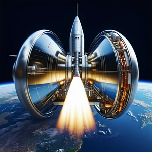 A Rocket Ship With A Long