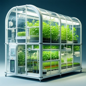 A Large, White, Glass-walled Structure Filled With Various Plants