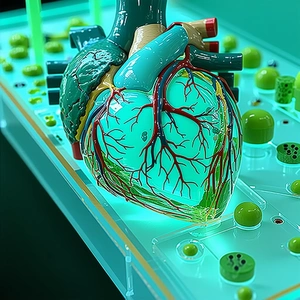 A Close-up Of A Heart, Which Is Made Of Glass And Has A Blue Color
