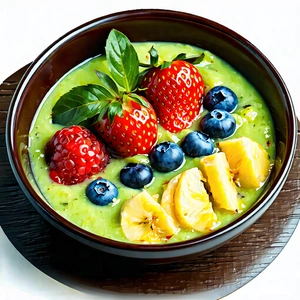 Lifestyle Ink Drawing: Smoothie Bowl Prepared With Organic Components With Bowl Filled
