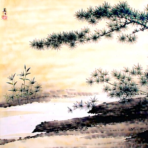 Abstract Sumi-e Painting: Macro View Of Natural Pattern With Beautiful Scene