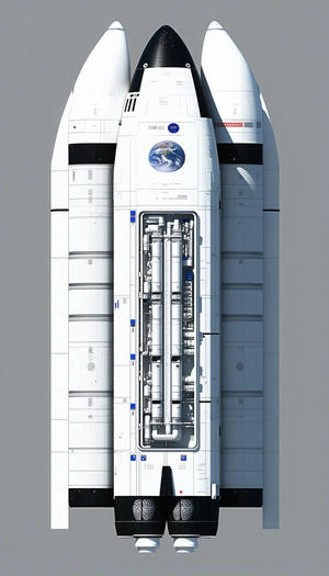 A Large White Space Shuttle Is Shown In A 3d Model