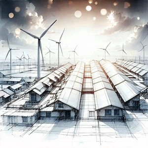 Tech Pencil Sketch: Innovative Renewable Energy (design:1.35) With Image, There