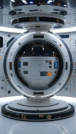 A Large, White, Circular Spacecraft With A Hollow Center