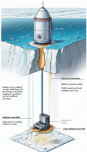 The Image Is A Cartoon Illustration Of A Cable Being Pulled Through A Hole In The Ice