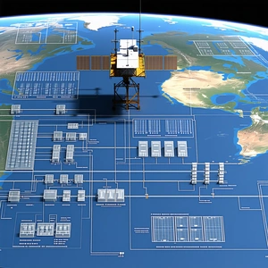 large satellite shown blue white