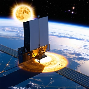 A Space Station With A Large Dish Antenna On Top Of It
